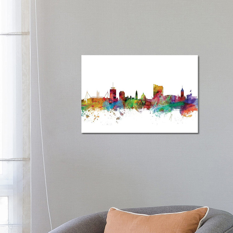 Cardiff, Wales Skyline by Michael Tompsett - 1 Piece Wrapped Canvas Wall Art, 66.04 cm H x 45.72 cm W x 1.91 cm D