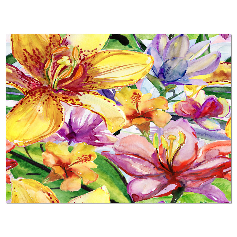 Illustration de fleurs de lys - reproduction sur toile tendue, H 30 po x l 40 po x P 1 po