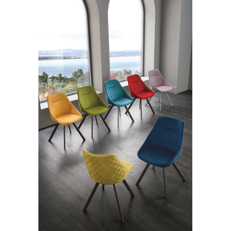 Pearsall 116.84cm H Upholstered Metal Side Chair, Graphite, Lilac