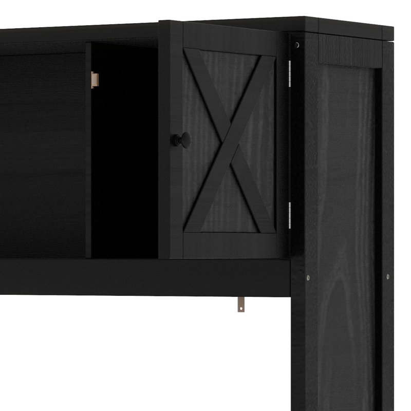 Lit escamotable multiusage avec armoires de rangement, Noir