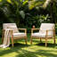 Chaise d'extérieur 2 pièces en aluminium avec accoudoirs résistants à la chaleur et coussins moelleux