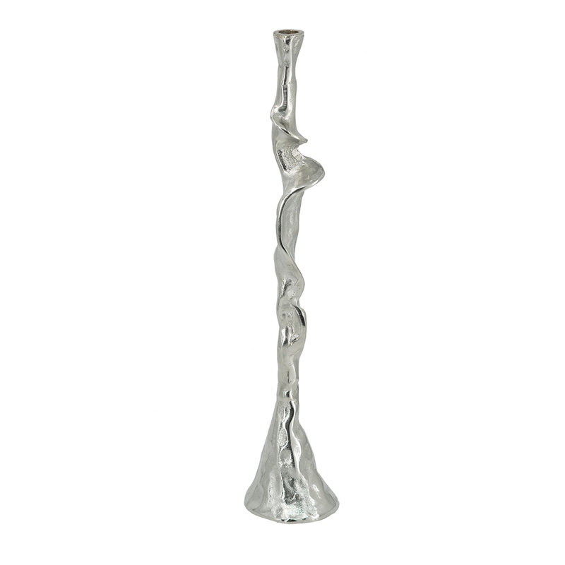 Grand chandelier conique en aluminium à branches d'arbre de 4,5 po de diamètre x 21,5 po argent / or