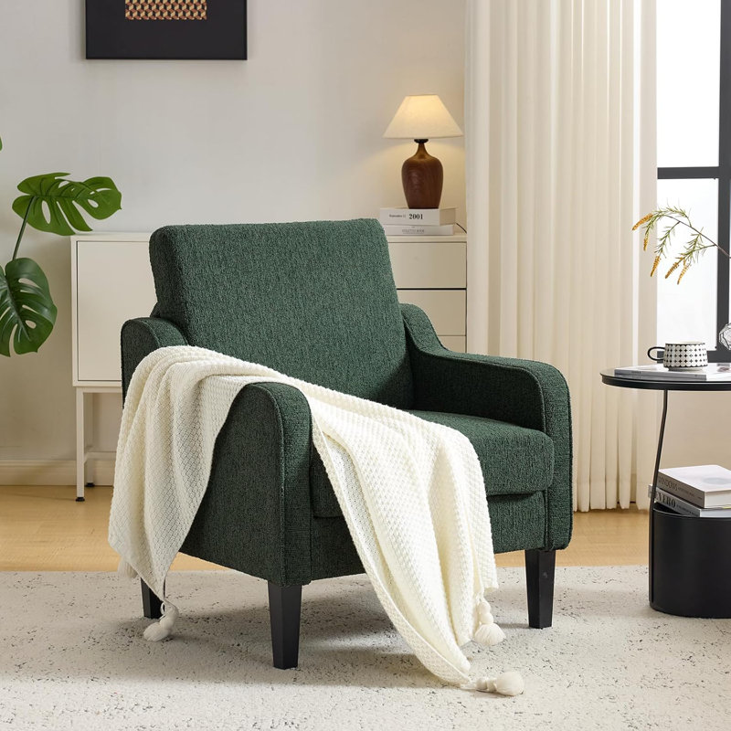 Fauteuil de 29,9 po de largeur Amaryia, Mélange de lin vert foncé