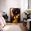 «Vibrant Afro Woman» avec verre de vin, art de portrait coloré, photos de salon, impression sur toile encadrée