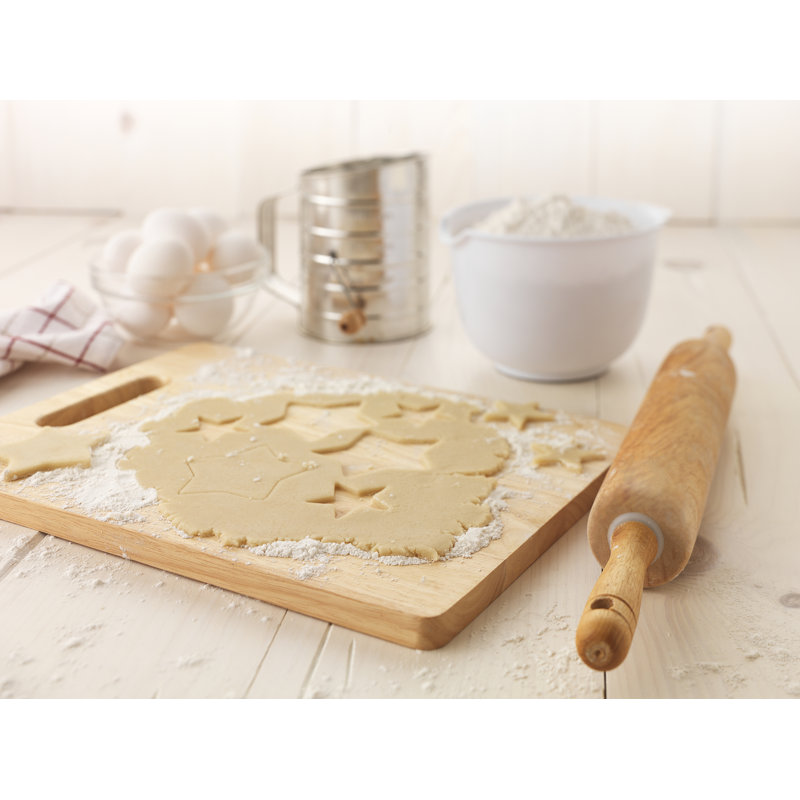 Natural Wood Rolling Pin with Contoured Handles