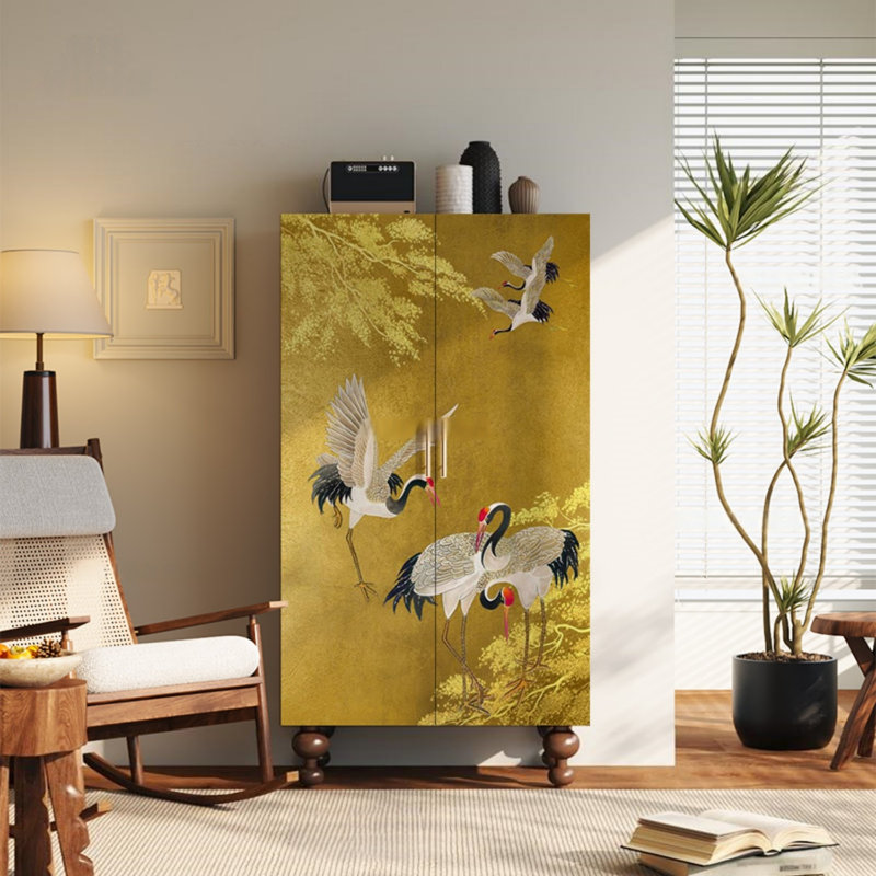 Armoire de rangement Vintage, Noyer / jaune