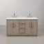 Hugo 60 In. Double Sink Carrara White Marble Countertop Vanity In Grey Oak With Gooseneck Faucets-562338900-716442447