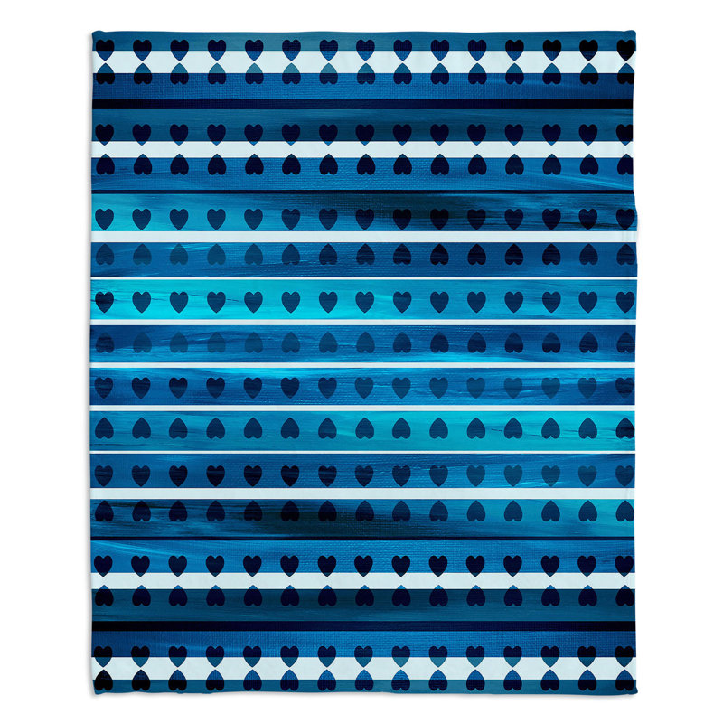 Couverture sherpa doux love love blue, l 51 po x L 60 po