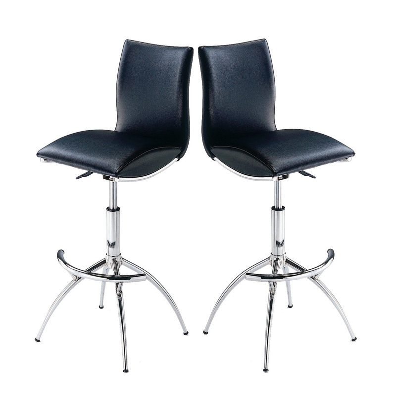 Modern Barstool Texture Leatherette Adjustable Height, Black