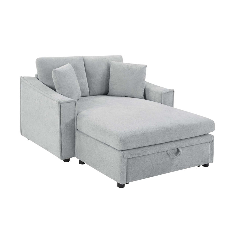 Canapé-lit moderne avec rangement dissimulé et coussins, Gray Velvet