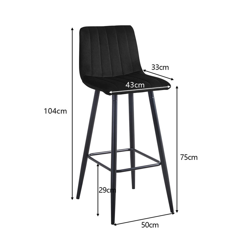 Achikam Upholstered Counter Stool with Metal Frame, Black