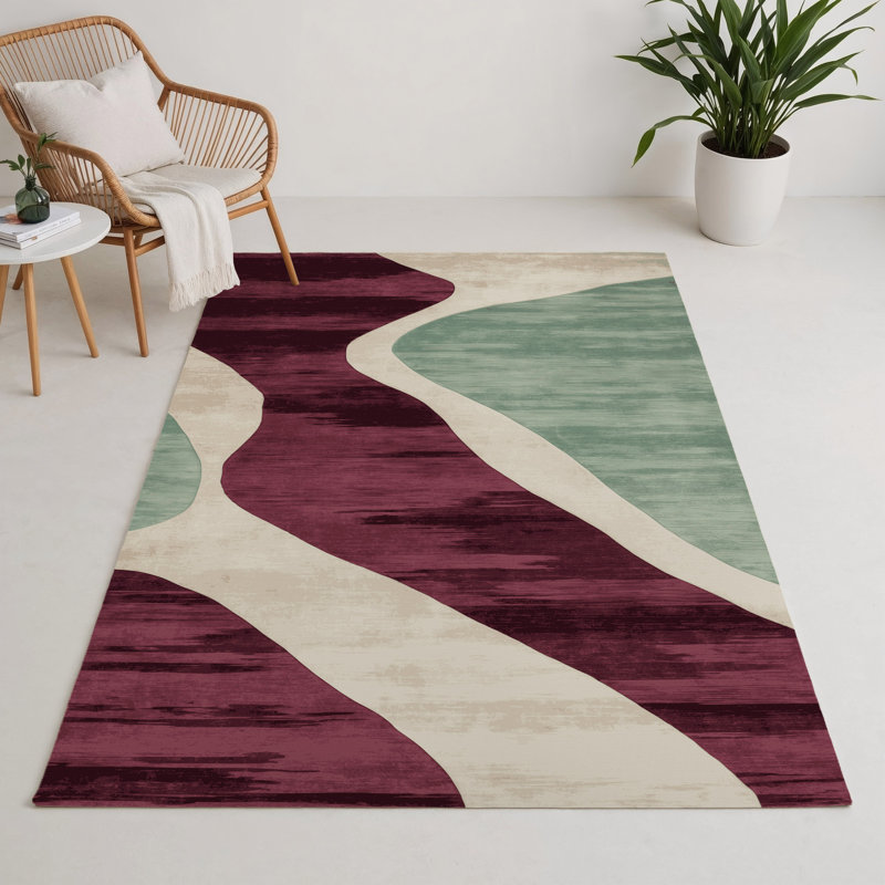 Watercolor Red Indoor and Outdoor Area Rug, Rectangle 9' x 12'