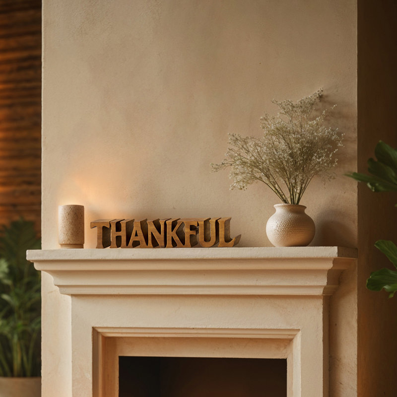 Handcrafted Wooden THANKFUL Word Sculpture for Living Room Shelf, Mantle & Christmas Decor – Mother’s Day Gift for Mom