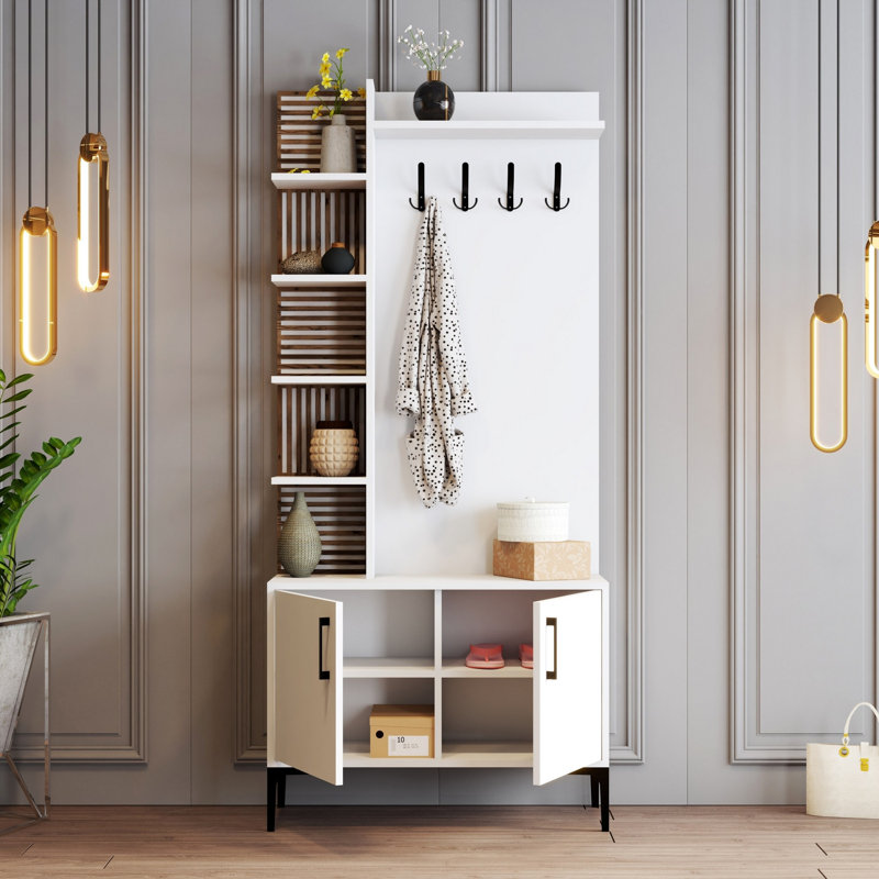 Adin Hall Tree 90cm Wide with Shoe Storage