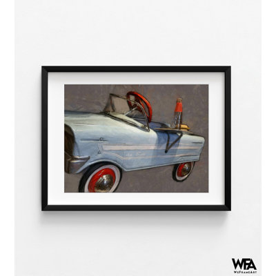 «Tee Bird Pedal Car Angle» par Michelle Calkins, décoration murale de voiture antique, Art mural voiture classique, décor de salle de jeux pour enfants