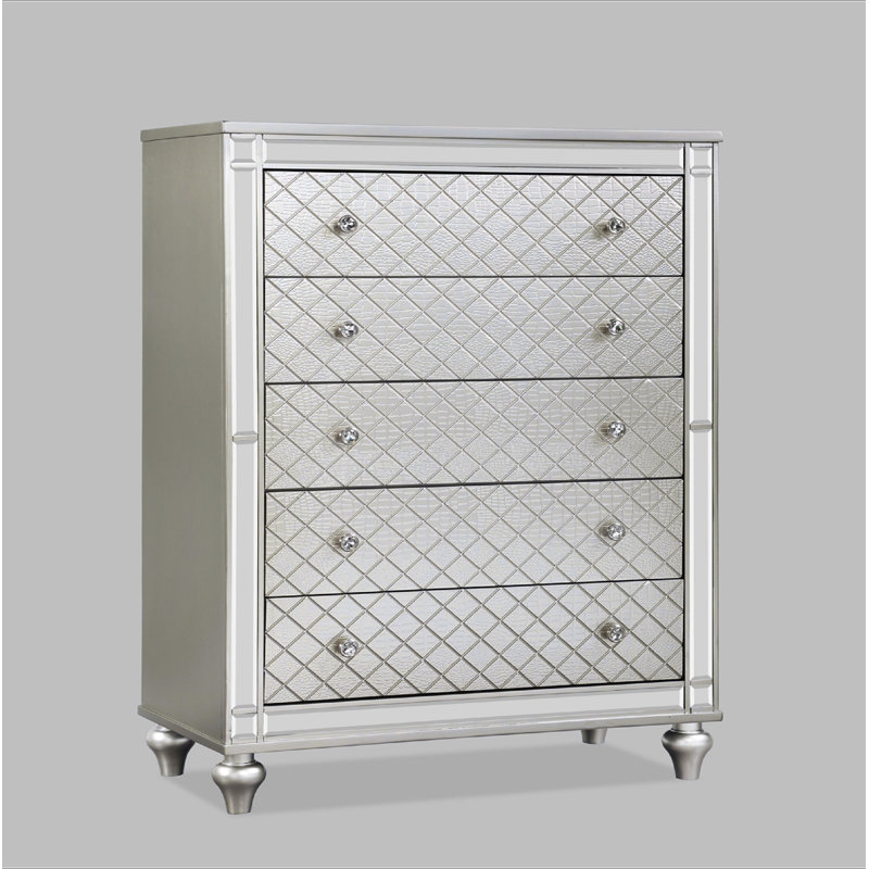 Commode de chambre à coucher 1 tiroir 5 pièces Glam