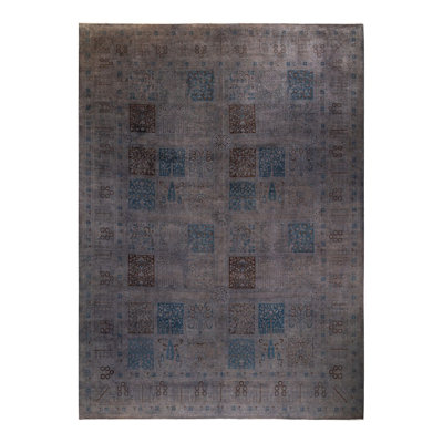 Tapis noué à la main unique en son genre Holsworth - gris