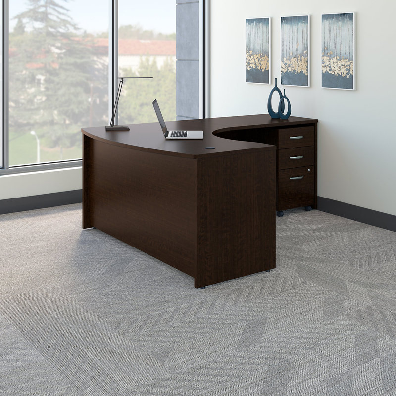 Series C L-Shaped Computer Desk, Mocha Cherry, Right