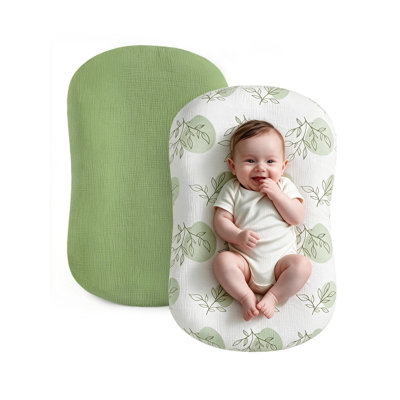 2pcs Pack Muslin Baby Lounger Covers, 100% Cotton Muslin, Soft Breathable Fabric, Hidden Zipper Design, Fits Most Baby Loungers