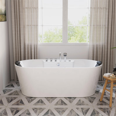 67'' x 29.5'' Freestanding Whirlpool Plastic / Acrylic Bathtub with Faucet