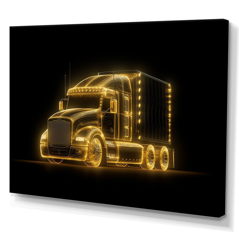Camion remorque sur bande néon, H 16 po x l 32 po x P 1 po, Toile tendue