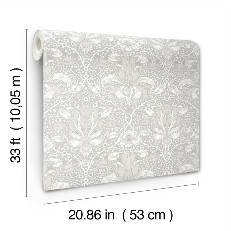 Papier peint damas Spring, Gris