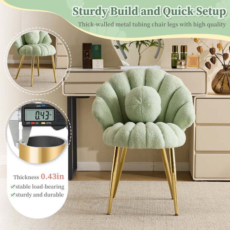 Lemley Shell-Shaped Vanity Chair, Green