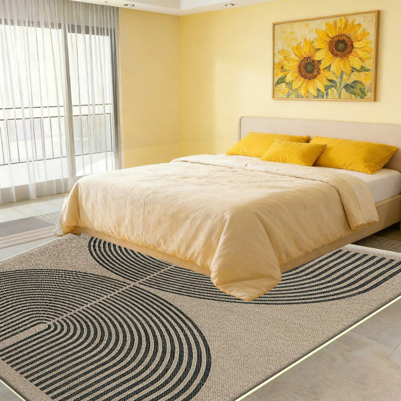 Geometric Beige/Black Area Rug- Modern 3D Lines Design - Deco Collection - Easy to Clean - Durable for High Traffic Areas - Bedroom, Office & Kitchen - Medium Pile