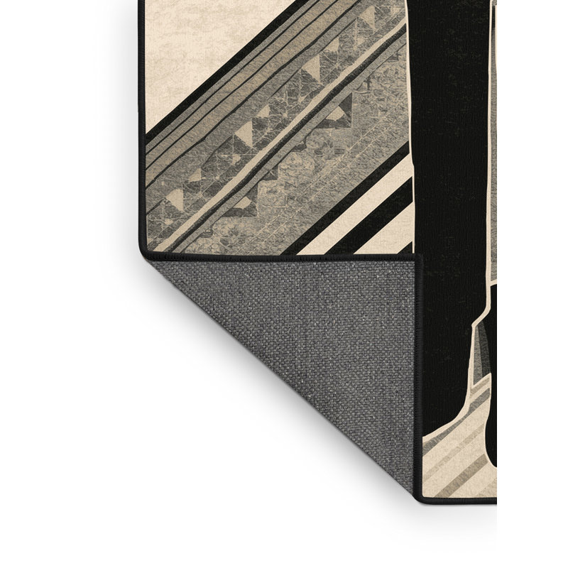 Tapis beige doux et moelleux à motif géométrique art déco Elwell, 7 x 10