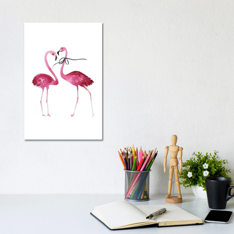 Flamingo Couple by Mercedes Lopez Charro - Wrapped Canvas Painting, 20.32 cm H x 30.48 cm W