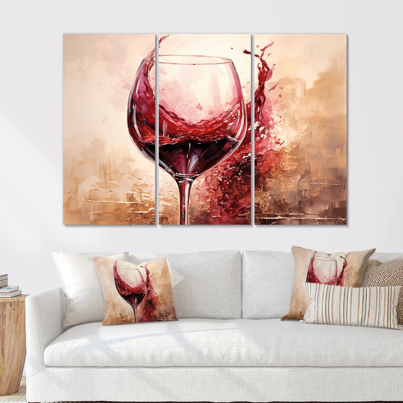 Cabernet Curve I - ensemble d'art sur toile vin, H 40 po x l 60 po x P 1 po