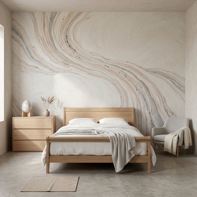 Décoration murale amovible en marbre veiné de pierre abstraite, 200 po x 120 po, Non tissé