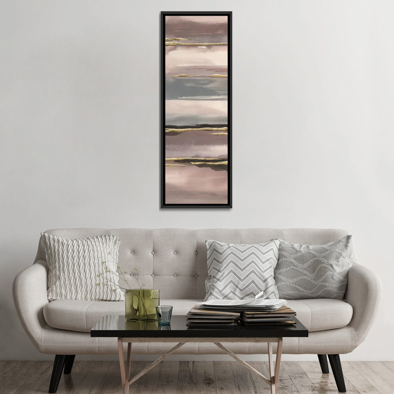 « gilded matin brouillard vi », reproduction d’art sur toile, H 60 po x l 20 po x P 1,5 po, Toile avec cadre noir