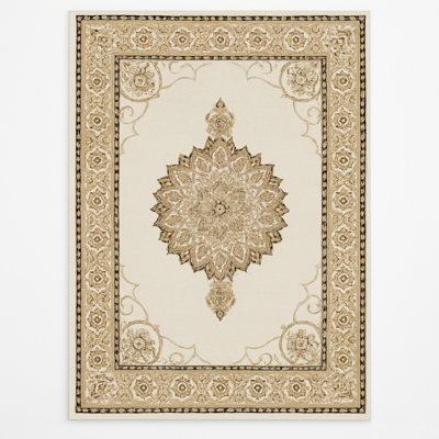 traditional 2.6X10 ft Pearl Runner Rug – Beige | Soft 11mm Plush Pile, Non-Shedding, Stain-Resistant, Jute Backing | Neutral Cream Gold Carpet for Living Room & Bedroom