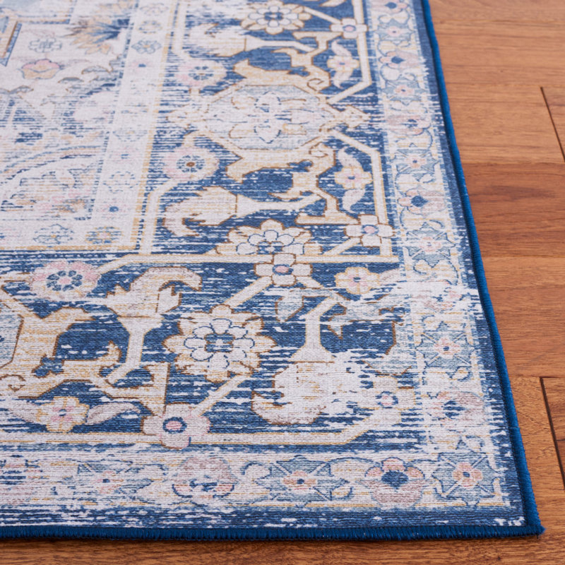 Ziebarth 147 M/W S/R Area Rug In Light Blue / Navy, Square 6'