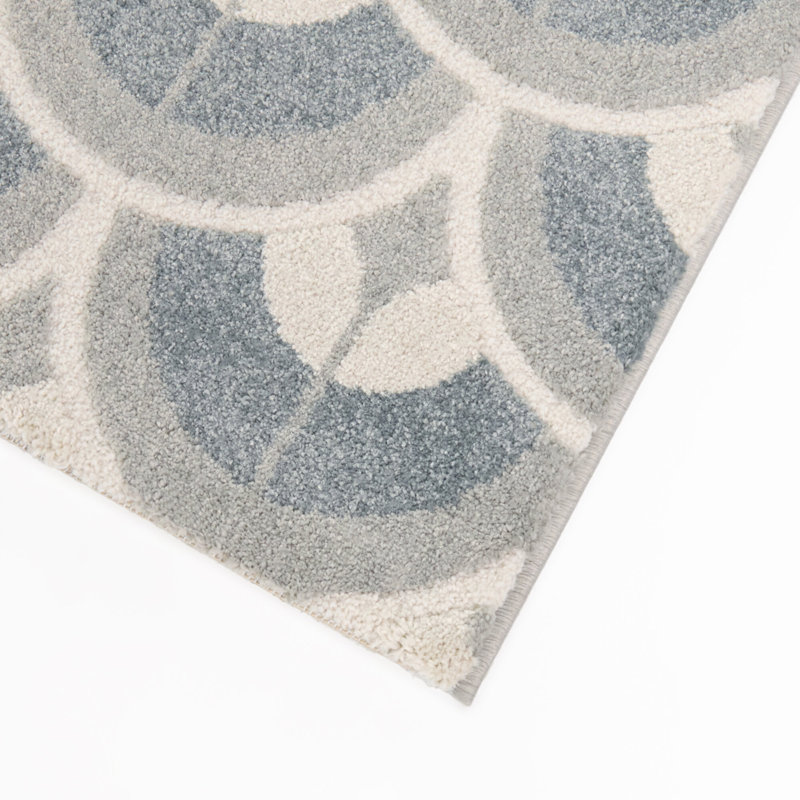 Tapis géométrique bleu Art déco Dillens, 5 pi 3 po x 7 pi