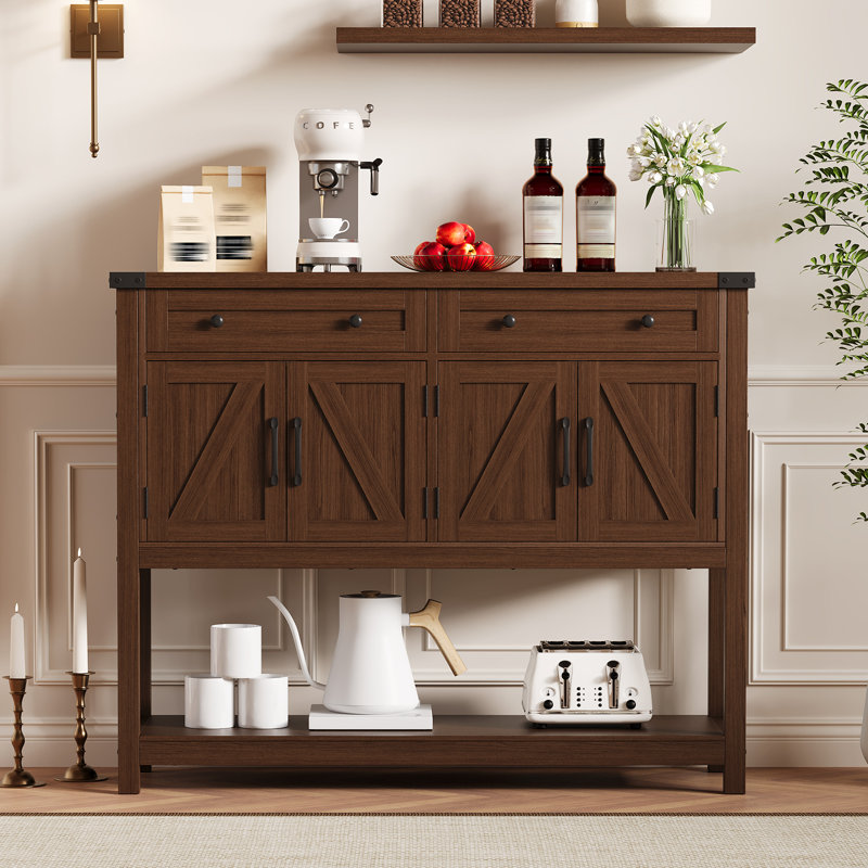 Armoire buffet 47,2 po, armoire-bar Farmhouse, Brun