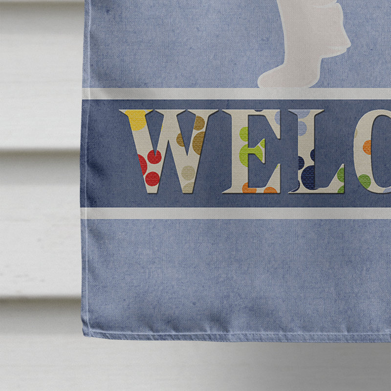 Polyester 2 côtés 40 x 28 po welcome drapeau maison, Épagneul japonais