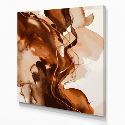 Aquarelle abstraite, art mural sur toile beige