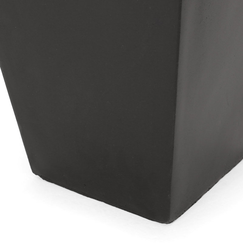 Outdoor 13" Black Cast Stone Planter - Tapered, Lightweight Concrete, 12.92" L X W 24.64" H Construction,, Red