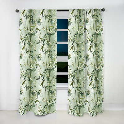 Bamboo Zen Tropical Pattern I - Tropical Curtain - Velvet Room Darkening - 1 panel