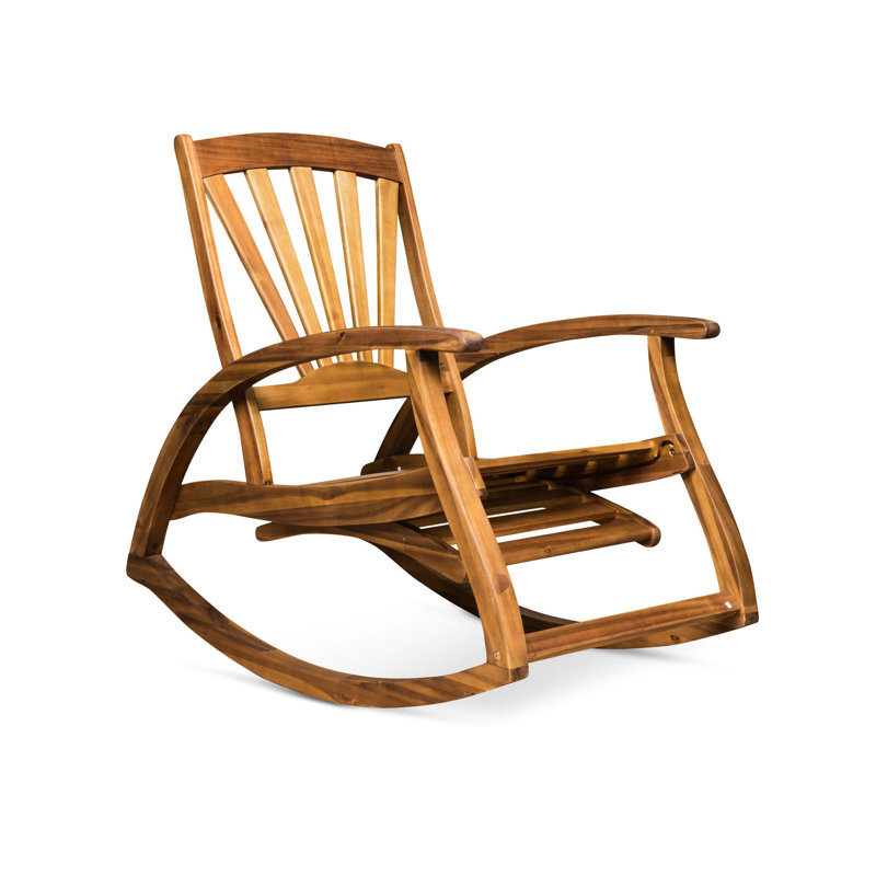 Chaise berçante avec fonction et repose-pieds mobile, résistance aux intempéries réglable en bois, Teck