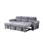 Canapé-lit modulaire en velours gris avec rangement et siège de 17,5 po à hauteur de siège réversible en mousse de 25 po