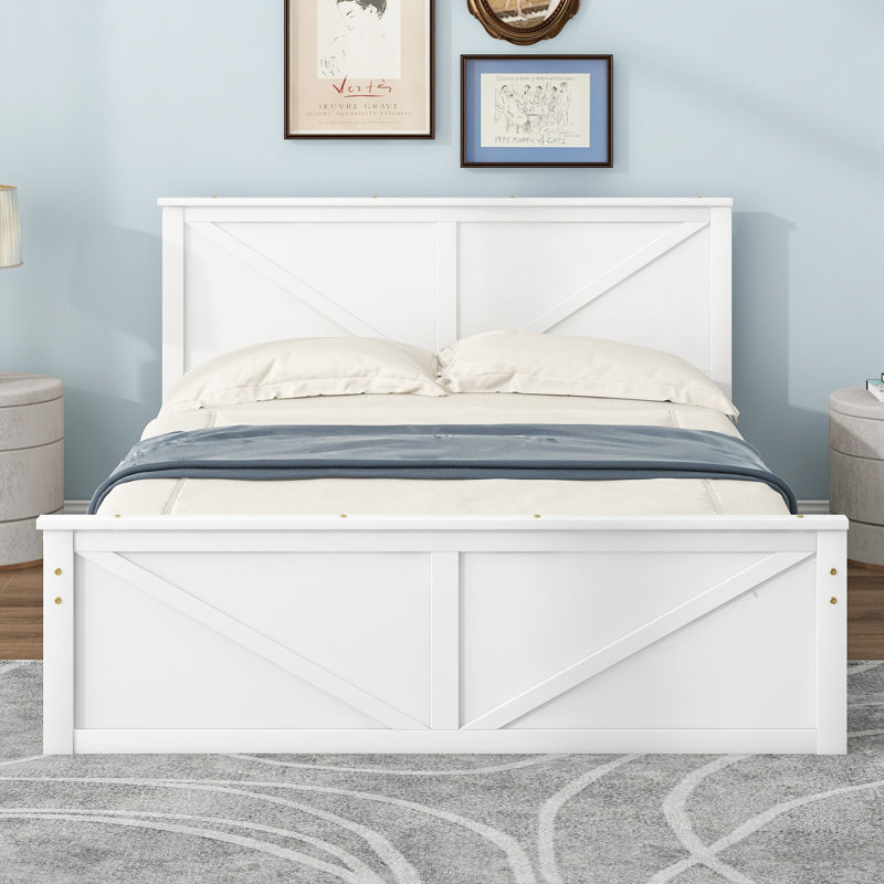 Platform Storage Bed, White, Twin