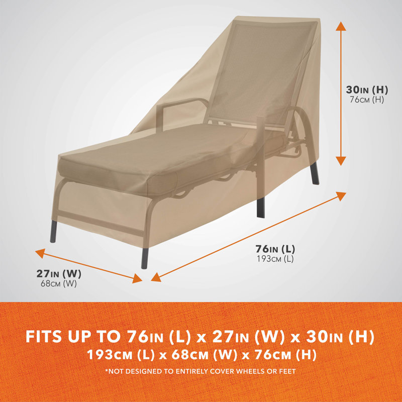 Modern Leisure Basics Patio Chaise Lounge Cover, 2-Pack, 76"L x 27"W x 30"H, Khaki