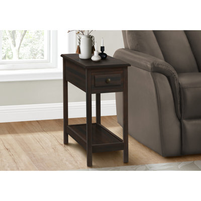 Table d'appoint avec 2, motif de placage brun, tiroir de rangement pour la décoration de niveaux de meubles de chambre à coucher et de salon, aspect rehausse le style