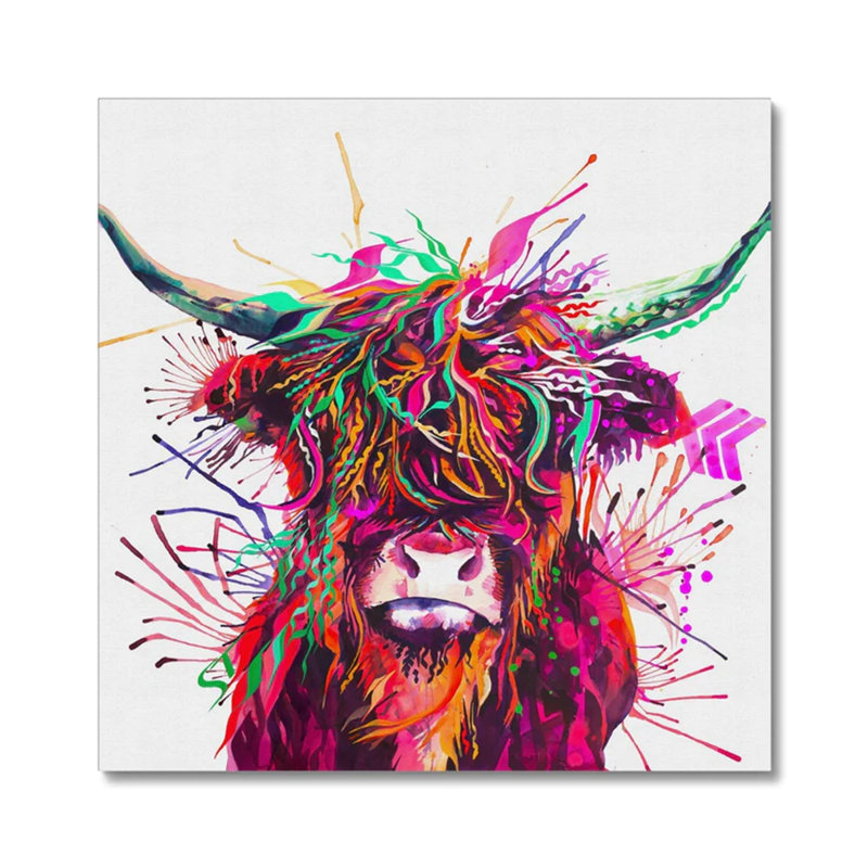 Agatha the Highland Cow - Wrapped Canvas Art Prints from Sarah Taylor Art, 70cm H x 70cm W