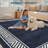 8x10 Modern Geometric Bordered Area Rug – Washable, Foldable, Stain-Resistant, Easy to Clean, Non-Slip for Living Room & Bedroom (Navy Blue)-645372728