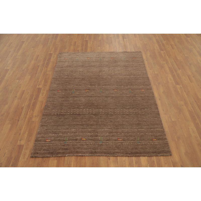 Tapis brun en laine style tribal Gabbeh 5 x 7