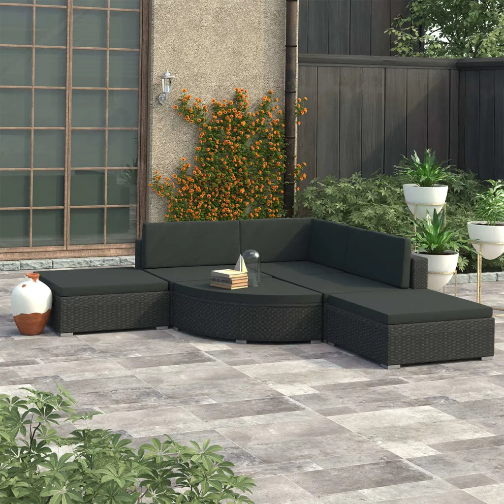 4-Sitzer Lounge-Set Viergeline aus Polyrattan mit Polster